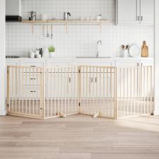 vidaXL nyárfa 4 paneles összecsukható kutyakapu ajtóval 320 cm szállítóbox, fekhely kutyáknak