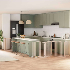 vidaXL nyárfa 6 paneles összecsukható kutyakapu ajtóval 480 cm szállítóbox, fekhely kutyáknak