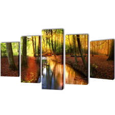 vidaXL Nyomtatott vászon falikép szett erdő 200 x 100 cm grafika, keretezett kép