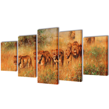 vidaXL Nyomtatott vászon falikép szett oroszlánok 100 x 50 cm vetítővászon