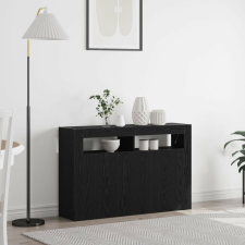 vidaXL Oldalszekrény Fekete tölgy Rétegelt lemez 116 x 30 x 75 cm bútor