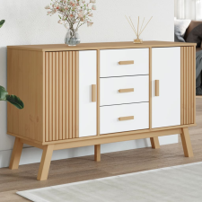vidaXL OLDEN fehér és barna tömör fenyőfa tálalószekrény 114x43x73,5cm bútor