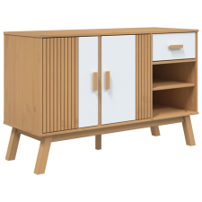 vidaXL OLDEN fehér és barna tömör fenyőfa tálalószekrény 114x43x73,5cm (358608) bútor