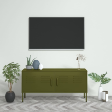 vidaXL olívazöld acél TV-szekrény 105 x 35 x 50 cm bútor