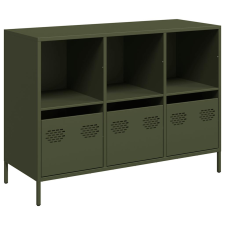 vidaXL olívazöld hidegen hengerelt acél tálalószekrény 101,5x39x73,5cm (851368) bútor