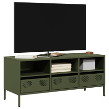 vidaXL olívazöld hidegen hengerelt acél TV-szekrény 101,5x39x43,5 cm bútor