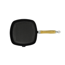 vidaXL öntöttvas grillserpenyő fa nyéllel 20 x 20 cm edény