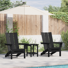 vidaXL Összecsukható Adirondack székek 2 db Fekete 74.5x80.5x90 cm HDPE kerti bútor