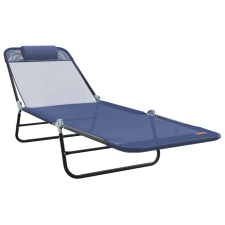 vidaXL Összecsukható napozóágy fejtámlával Tengerészkék Textilén (42003154) kerti bútor