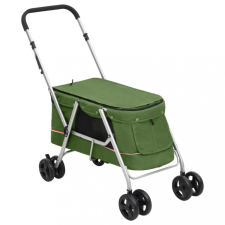 vidaXL összecsukható zöld vászonszövet kutyakocsi 100 x 49 x 96 cm szállítóbox, fekhely kutyáknak