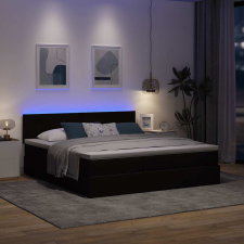 vidaXL Oszmán ágykeret matraccal sötétbarna 160x200cm szövet ágy és ágykellék