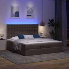 vidaXL Oszmán ágykeret matraccal sötétbarna 160x200cm szövet ágy és ágykellék