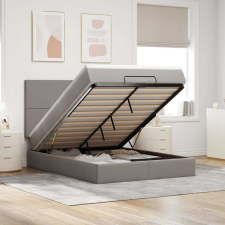 vidaXL Oszmán ágykeret matraccal tópszín 140x190cm szövet ágy és ágykellék