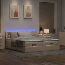 vidaXL oszmán ágykeret matracokkal krém 180x200cm szövet ágy és ágykellék