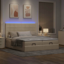 vidaXL oszmán ágykeret matracokkal krém 180x200cm szövet ágy és ágykellék