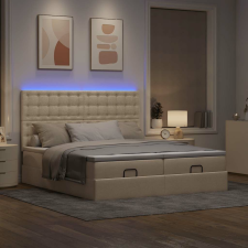 vidaXL oszmán ágykeret matracokkal krém 200x200cm szövet ágy és ágykellék