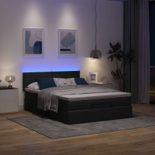vidaXL Ottomán ágy matraccal fekete 140x200 cm anyaggal ágy és ágykellék