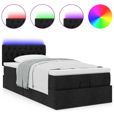 vidaXL Ottomán ágy matraccal fekete 90x200 cm szövet (3312362) ágy és ágykellék