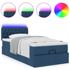 vidaXL Ottomán ágy matraccal kék 90x200 cm szövet (3312366) ágy és ágykellék