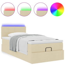 vidaXL Ottomán ágy matraccal krém 100x200 cm szövet (3312289) ágy és ágykellék