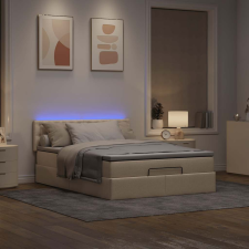 vidaXL Ottomán ágy matraccal krém 140x200 cm szövet ágy és ágykellék