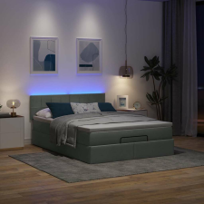 vidaXL Ottomán ágy matraccal sötét szürke 140x200 cm szövet ágy és ágykellék