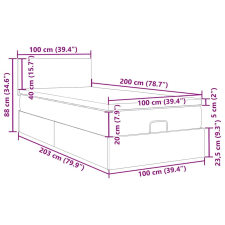 vidaXL Ottomán ágy matraccal sötétbarna 100x200 cm szövet ágy és ágykellék