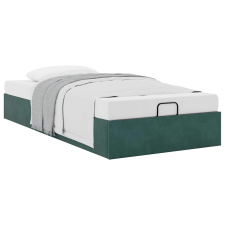 vidaXL Ottomán ágykeret matrac nélkül Sötétzöld 90x200 cm bársony (3310940) ágy és ágykellék