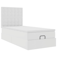 vidaXL Ottomán ágykeret matraccal Fehér 90x200cm műbőrrel (3312982) ágy és ágykellék