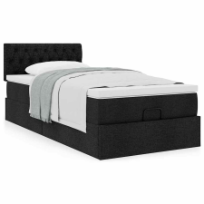 vidaXL Ottomán ágykeret matraccal fekete 100x200cm szövet ágy és ágykellék