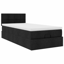 vidaXL Ottomán ágykeret matraccal fekete 100x200cm szövet (3311437) ágy és ágykellék