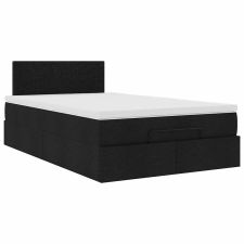 vidaXL Ottomán ágykeret matraccal fekete 120x200cm szövet (3311368) ágy és ágykellék