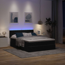 vidaXL Ottomán ágykeret matraccal fekete 140x190cm bársony ágy és ágykellék