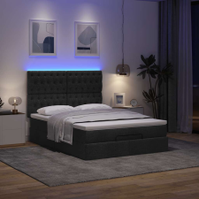 vidaXL Ottomán ágykeret matraccal fekete 140x200cm szövet ágy és ágykellék