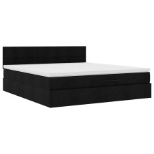 vidaXL Ottomán ágykeret matraccal fekete 160x200cm szövet (3311472) ágy és ágykellék