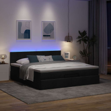 vidaXL Ottomán ágykeret matraccal fekete 180x200cm szövet ágy és ágykellék