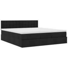vidaXL Ottomán ágykeret matraccal fekete 180x200cm szövet (3311645) ágy és ágykellék
