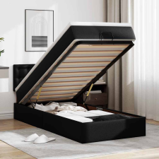 vidaXL Ottomán ágykeret matraccal fekete 80x200cm műbőrrel ágy és ágykellék