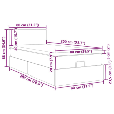 vidaXL Ottomán ágykeret matraccal fekete 80x200cm szövet ágy és ágykellék