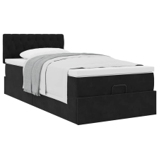 vidaXL Ottomán ágykeret matraccal fekete 90x190cm bársony ágy és ágykellék