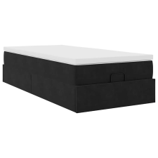 vidaXL Ottomán ágykeret matraccal fekete 90x190cm bársony (3311155) ágy és ágykellék