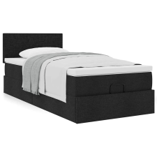 vidaXL Ottomán ágykeret matraccal fekete 90x190cm szövet ágy és ágykellék