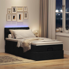 vidaXL Ottomán ágykeret matraccal fekete 90x190cm szövet ágy és ágykellék