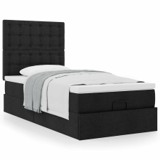 vidaXL Ottomán ágykeret matraccal fekete 90x190cm szövet ágy és ágykellék
