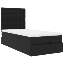 vidaXL Ottomán ágykeret matraccal Fekete 90x200cm műbőrrel (3312981) ágy és ágykellék
