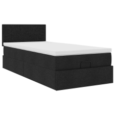 vidaXL Ottomán ágykeret matraccal fekete 90x200cm szövet (3311347) ágy és ágykellék