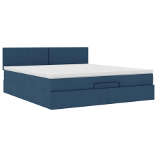 vidaXL Ottomán ágykeret matraccal Kék 200x200 cm szövet (3311407) ágy és ágykellék