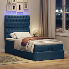 vidaXL Ottomán ágykeret matraccal kék 90x200cm szövet ágy és ágykellék