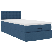 vidaXL Ottomán ágykeret matraccal kék 90x200cm szövet (3311600) ágy és ágykellék