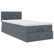vidaXL Ottomán ágykeret matraccal Sötét szürke 100x200cm bársony (3311826) ágy és ágykellék